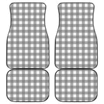 Grey And White Gingham Pattern Print Front and Back Car Floor Mats