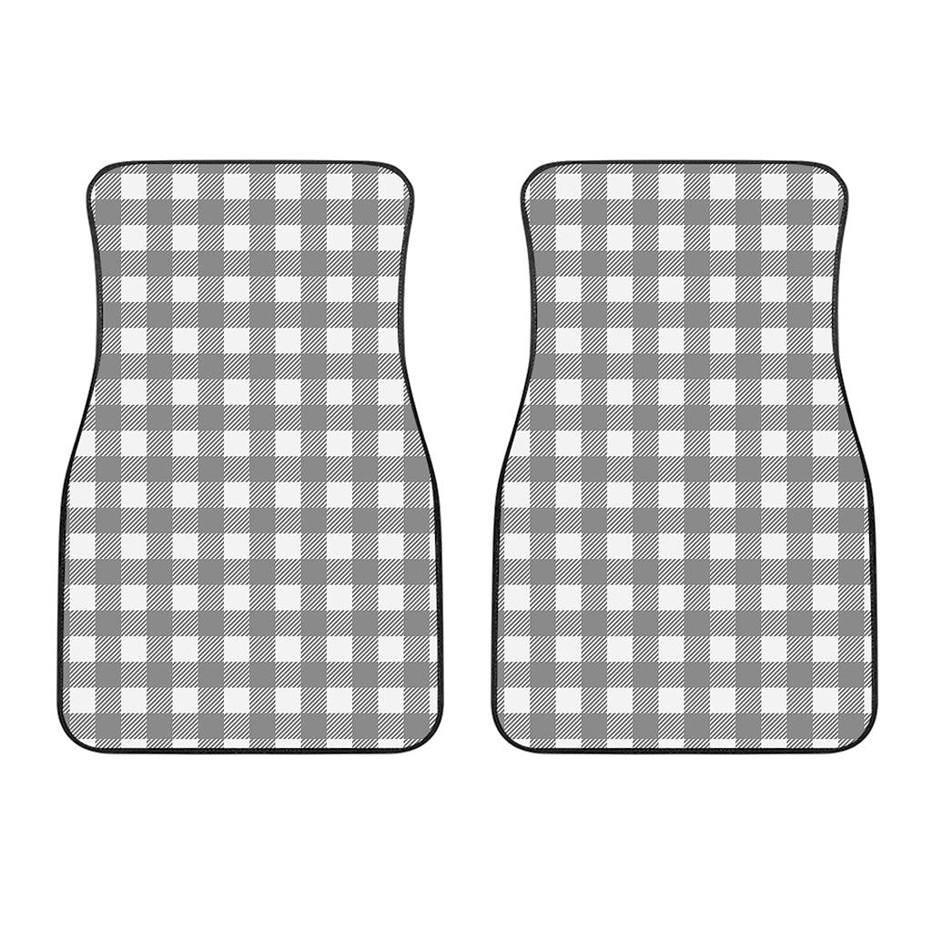 Grey And White Gingham Pattern Print Front Car Floor Mats