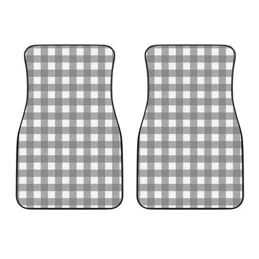 Grey And White Gingham Pattern Print Front Car Floor Mats