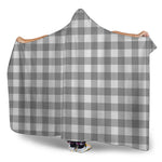 Grey And White Gingham Pattern Print Hooded Blanket