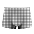 Grey And White Gingham Pattern Print Men's Boxer Briefs