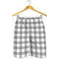 Grey And White Gingham Pattern Print Men's Shorts
