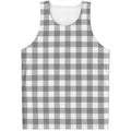 Grey And White Gingham Pattern Print Men's Tank Top