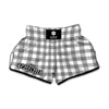 Grey And White Gingham Pattern Print Muay Thai Boxing Shorts