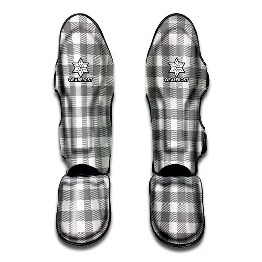 Grey And White Gingham Pattern Print Muay Thai Shin Guard
