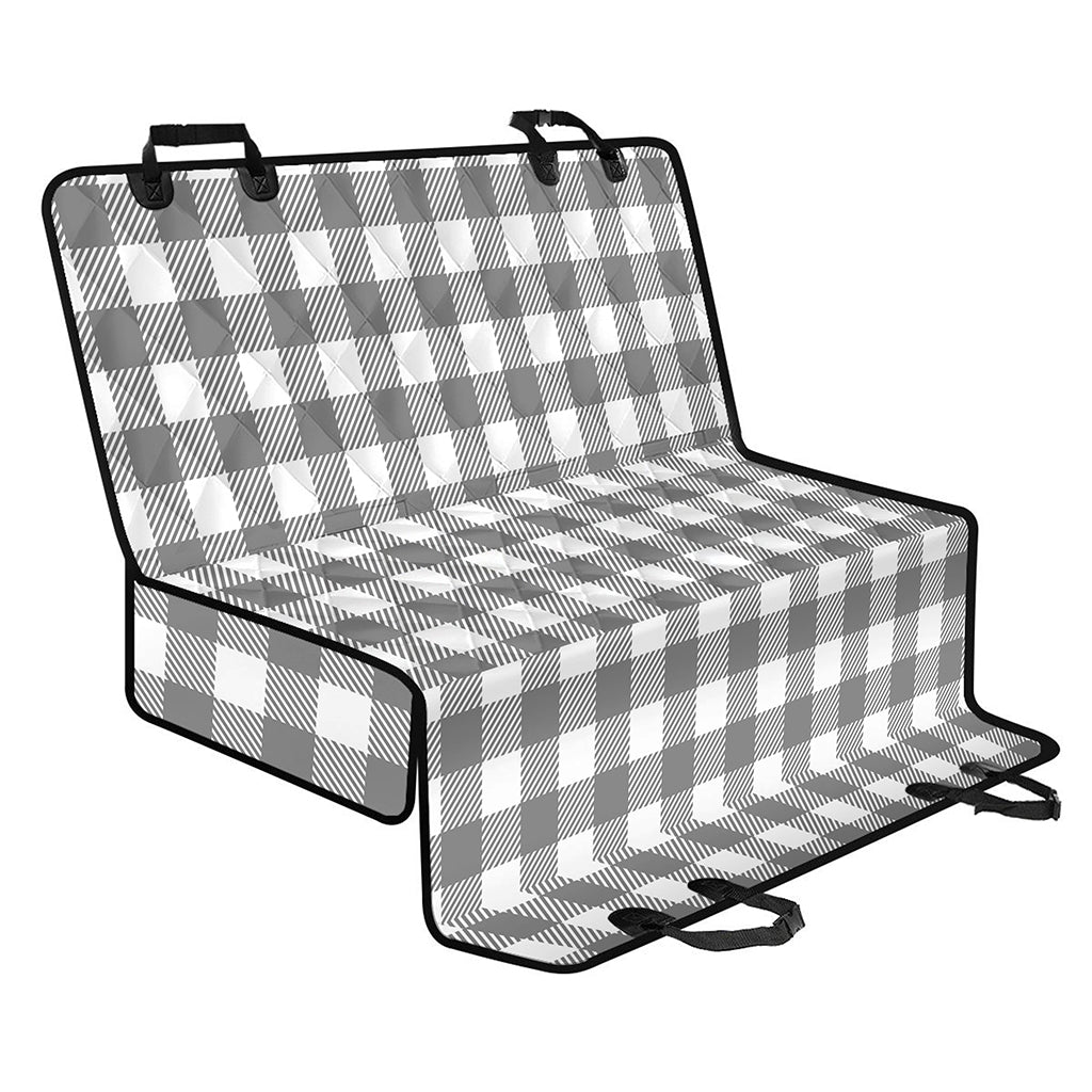 Grey And White Gingham Pattern Print Pet Car Back Seat Cover
