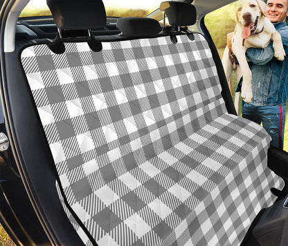 Grey And White Gingham Pattern Print Pet Car Back Seat Cover