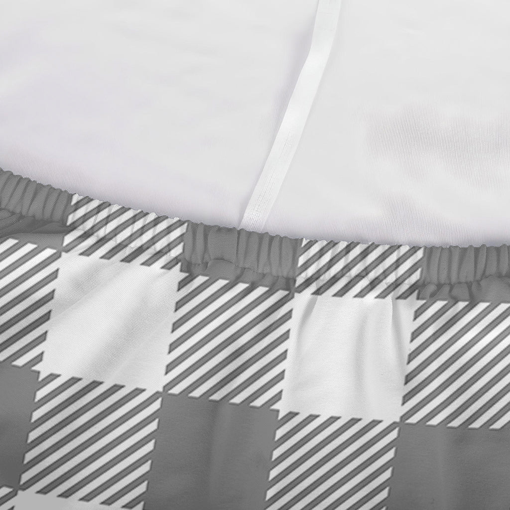 Grey And White Gingham Pattern Print Sofa Cover