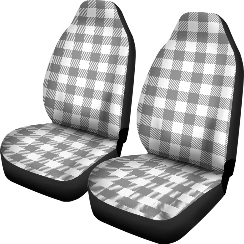 Grey And White Gingham Pattern Print Universal Fit Car Seat Covers
