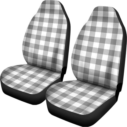 Grey And White Gingham Pattern Print Universal Fit Car Seat Covers