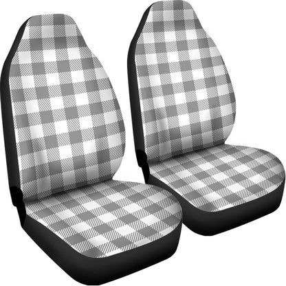 Grey And White Gingham Pattern Print Universal Fit Car Seat Covers