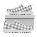 Grey And White Gingham Pattern Print White Running Shoes