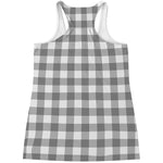 Grey And White Gingham Pattern Print Women's Racerback Tank Top