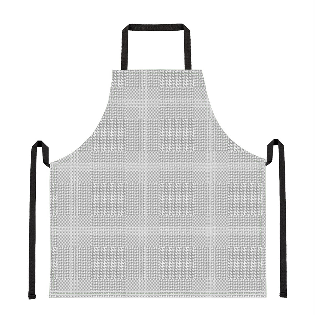Grey And White Glen Plaid Print Apron