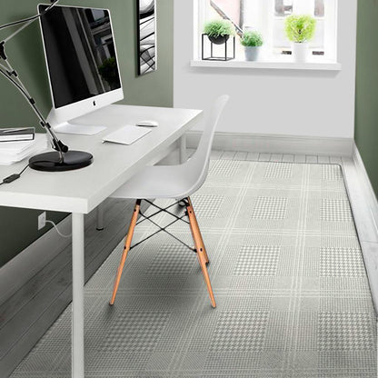 Grey And White Glen Plaid Print Area Rug