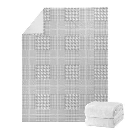Grey And White Glen Plaid Print Blanket