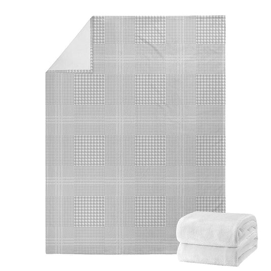 Grey And White Glen Plaid Print Blanket