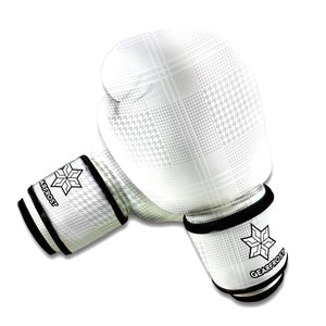 Grey And White Glen Plaid Print Boxing Gloves