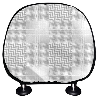 Grey And White Glen Plaid Print Car Headrest Covers
