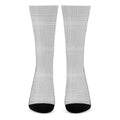 Grey And White Glen Plaid Print Crew Socks