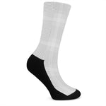 Grey And White Glen Plaid Print Crew Socks