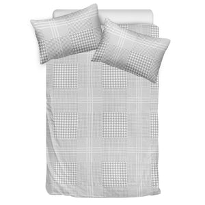 Grey And White Glen Plaid Print Duvet Cover Bedding Set