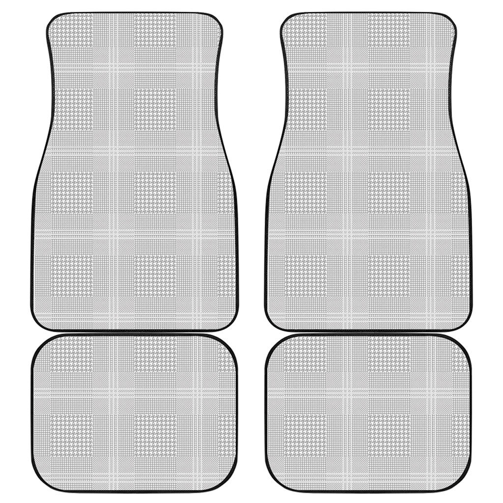 Grey And White Glen Plaid Print Front and Back Car Floor Mats