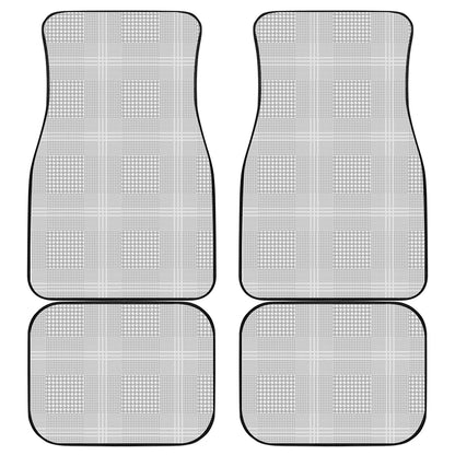 Grey And White Glen Plaid Print Front and Back Car Floor Mats