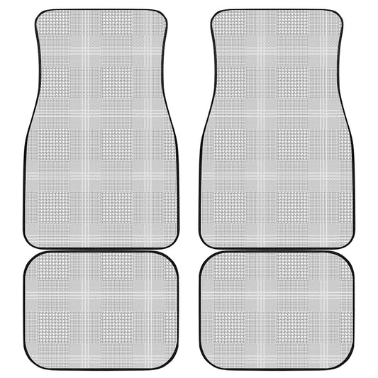 Grey And White Glen Plaid Print Front and Back Car Floor Mats
