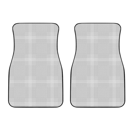 Grey And White Glen Plaid Print Front Car Floor Mats