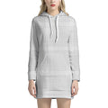 Grey And White Glen Plaid Print Pullover Hoodie Dress