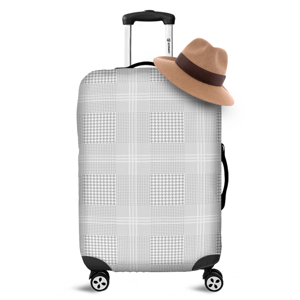 Grey And White Glen Plaid Print Luggage Cover