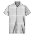 Grey And White Glen Plaid Print Men's Short Sleeve Shirt