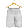 Grey And White Glen Plaid Print Men's Shorts