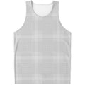 Grey And White Glen Plaid Print Men's Tank Top