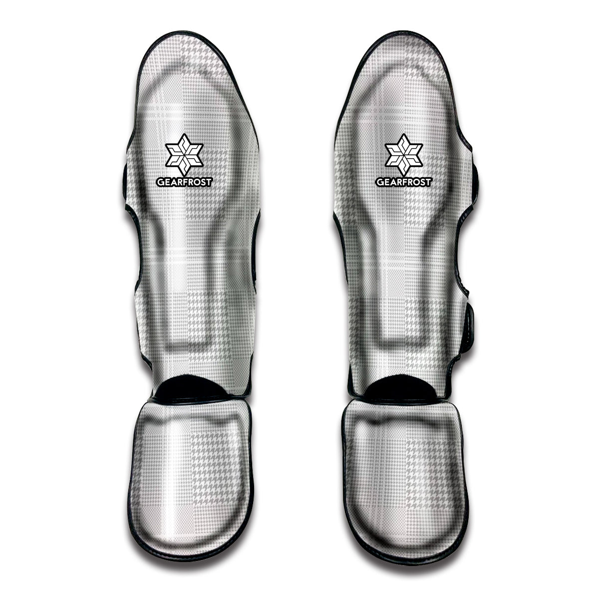 Grey And White Glen Plaid Print Muay Thai Shin Guard