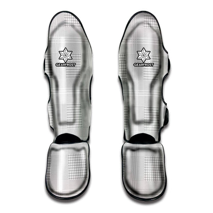 Grey And White Glen Plaid Print Muay Thai Shin Guard