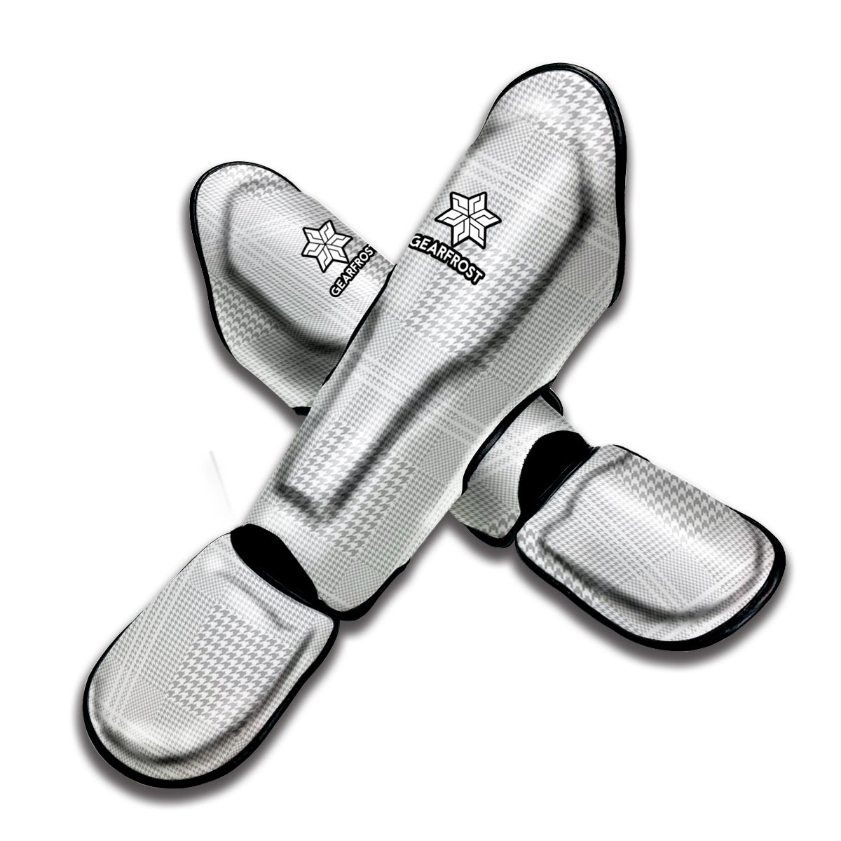 Grey And White Glen Plaid Print Muay Thai Shin Guard