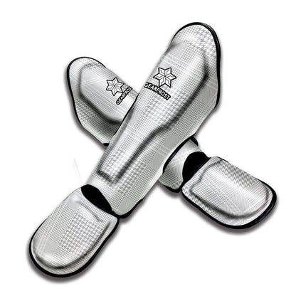 Grey And White Glen Plaid Print Muay Thai Shin Guard