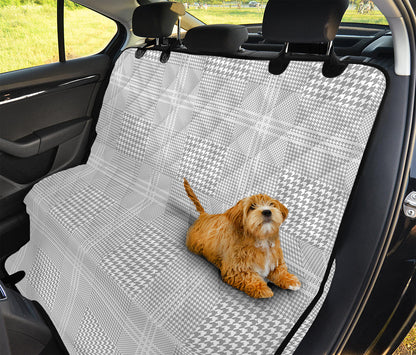 Grey And White Glen Plaid Print Pet Car Back Seat Cover