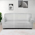 Grey And White Glen Plaid Print Sofa Cover