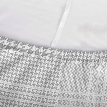 Grey And White Glen Plaid Print Sofa Cover