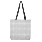 Grey And White Glen Plaid Print Tote Bag