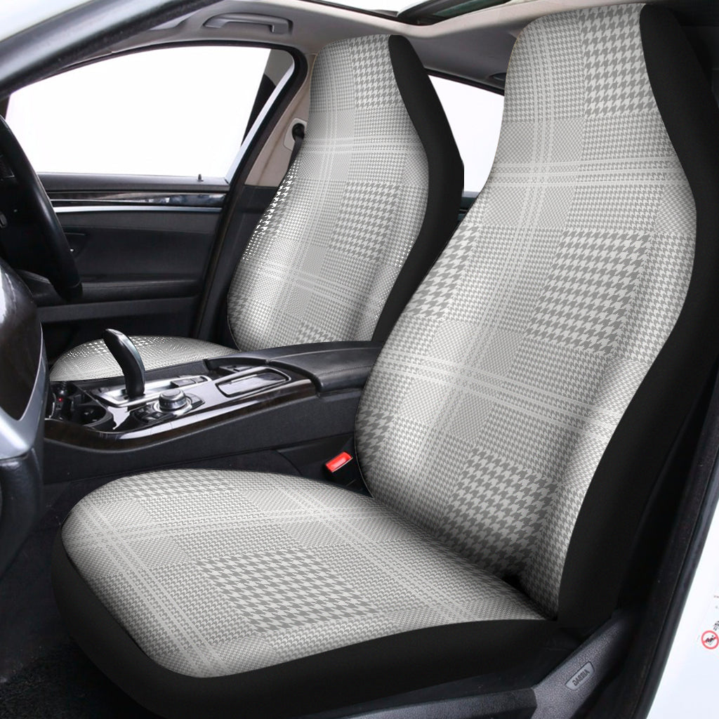 Grey And White Glen Plaid Print Universal Fit Car Seat Covers