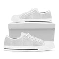 Grey And White Glen Plaid Print White Low Top Sneakers
