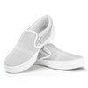 Grey And White Glen Plaid Print White Slip On Shoes