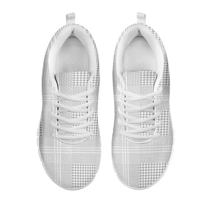 Grey And White Glen Plaid Print White Sneakers