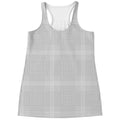 Grey And White Glen Plaid Print Women's Racerback Tank Top