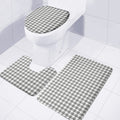 Grey And White Houndstooth Pattern Print 3 Piece Bath Mat Set
