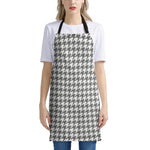 Grey And White Houndstooth Pattern Print Apron